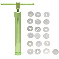 Acero Inoxidable Exprimidor Giratorio Verde Pistola de Barro DIY Polímero Arcilla Hornear Fondant Extrusora de Pastel…